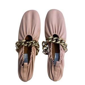 Stella McCartney Falabella Faux Leather Pink Chain Ballet Flats 38.5
